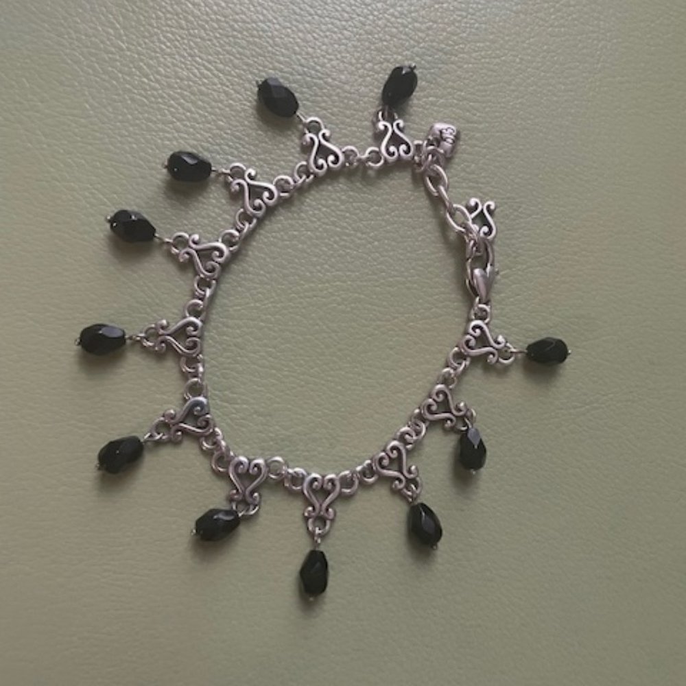 Brighton Retired Vivaldi Black Faceted Dangle Bead Bracelet